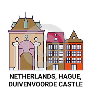 Netherlands, Hague, Duivenvoorde Castle travel landmark vector illustration