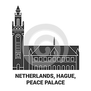 Netherlands, Hague, Peace Palace travel landmark vector illustration photo
