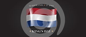 Netherlands happy king's day greeting card, banner with template text vector illustration