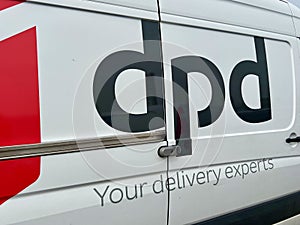 DPD logo on a parcel delivery van.