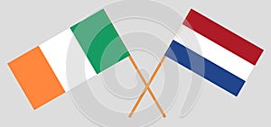 Netherlands and Ireland. The Netherlandish and Irish flags. Official proportion. Correct colors. Vector