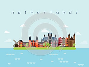 Netherlands Landmarks Travel and Journey Vector