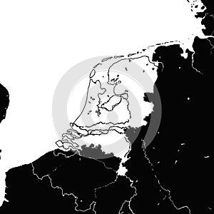 Netherlands map. Black and white illustration
