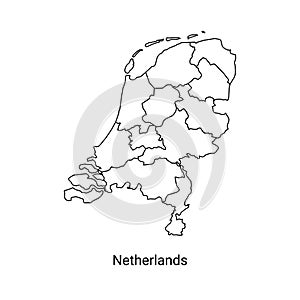 Netherlands map color line element. Border of the country.