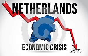 Netherlands Map Financial Crisis Economic Collapse Market Crash Global Meltdown Vector