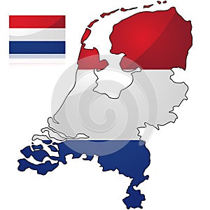 Netherlands map and flag