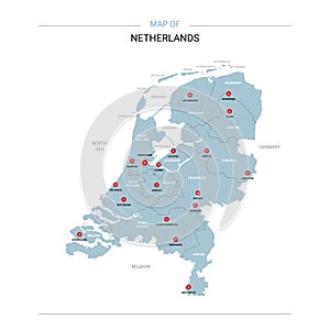 Netherlands map vector with red pin photo