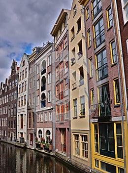 The Netherlands, Old Amsterdam houses on water
