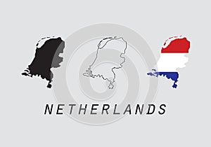 Netherlands outline map national borders