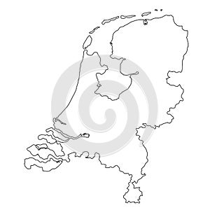 Netherlands Outlline Map.