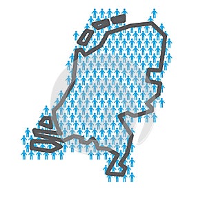 Netherlands population map. Country outline made from people figures