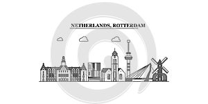 Netherlands, Rotterdam city skyline isolated vector illustration, icons
