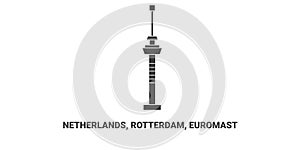 Netherlands, Rotterdam, Euromast, travel landmark vector illustration