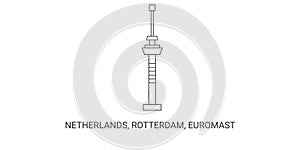 Netherlands, Rotterdam, Euromast, travel landmark vector illustration