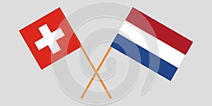 Netherlands and Switzerland. The Netherlandish and Swiss flags. Official proportion. Correct colors. Vector