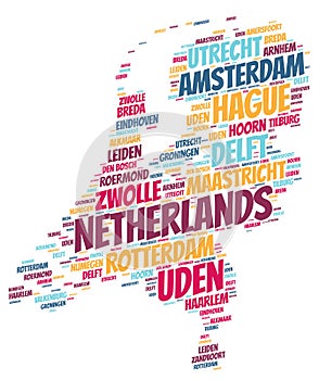 Netherlands top travel destinations word cloud