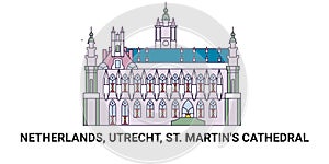 Netherlands, Utrecht, St. Martin's Cathedral, travel landmark vector illustration