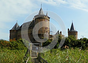Netherlands, Vecht river, Muiden Castle, view of the fortress from the ship