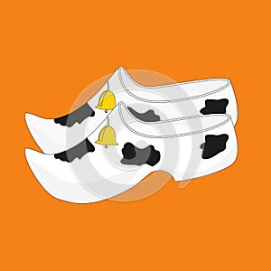 Netherlands. Vector illustration of funny traditional wooden shoes.