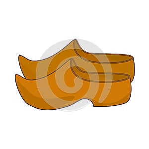 Netherlands. Vector illustration of simple traditional wooden shoes.