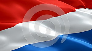 Netherlands waving flag. National 3d Holland flag waving. Sign of Netherlands island seamless loop animation. Holland flag HD reso