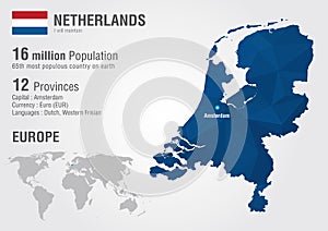 Netherlands world map with a pixel diamond texture.