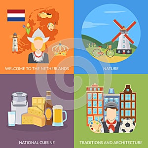 Netherlands 2x2 Flat Icons Set