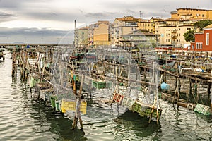 nets for fishing in the sea of chioggia