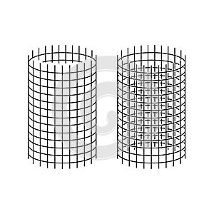 Netting roll illustration. Steel wire mesh sign.