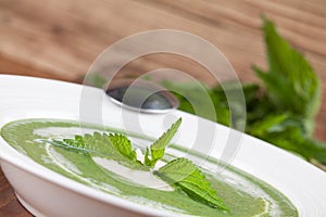 Nettle cream soup with sour cream