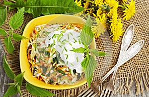 Nettle salad with cabbage