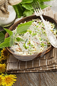 Nettle salad with cabbage