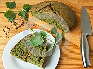 Nettles green round bread, weed dough