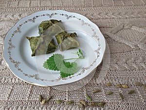 Nettles puff pies samsa, green pastry