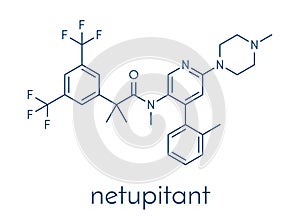Netupitant drug molecule. NK1 receptor antagonist, used in combination for the prevention of nausea and vomiting induced by.