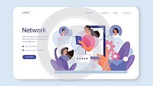 Network activity web banner or landing page. Customer attention
