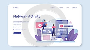 Network activity web banner or landing page. Customer attention