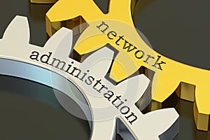 Network Administration concept on the gearwheels, 3D rendering