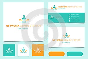 Network administrator logo design with editable slogan. Branding book and business card template.