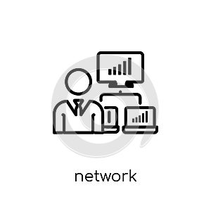 network adminstrator icon. Trendy modern flat linear vector network adminstrator icon on white background from thin line Internet