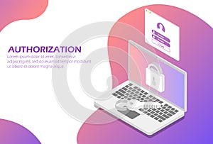 Network authorization concept isometria. Identification system