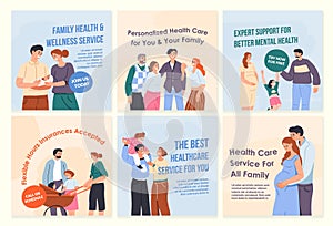 Network banner set for family healthcare service