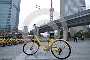 Network bike in the Shanghai Lujiazui financial center