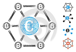 Network Bitcoin Euro Net Structure Vector Mesh