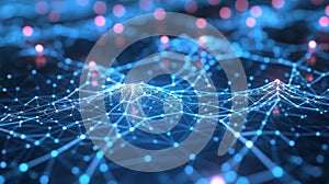 Network of Blue Nodes and Connections