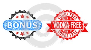 Grunge Vodka Free Stamp Seal and Hatched Bonus Tag Icon