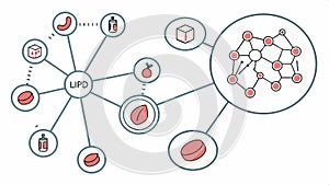 Network with brain icon, representing cognitive connection and mental network vector design Generative AI
