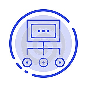 Network, Business, Chart, Graph, Management, Organization, Plan, Process Blue Dotted Line Line Icon