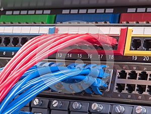 Network cable closeup with fiber optical