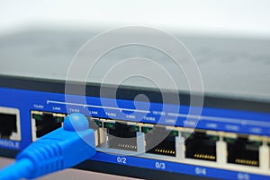 Network Cable on Computer Ethernet Router